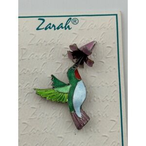 Zarah Sterling Silver Hummingbird Flower Brooch Pin